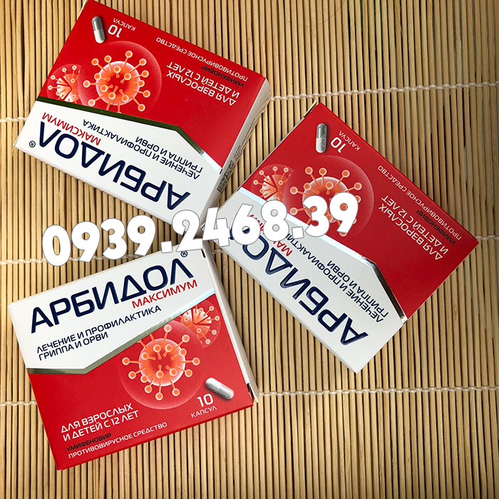 Thuốc kháng virus Arbidol hộp đỏ 10 viên xách tay Nga