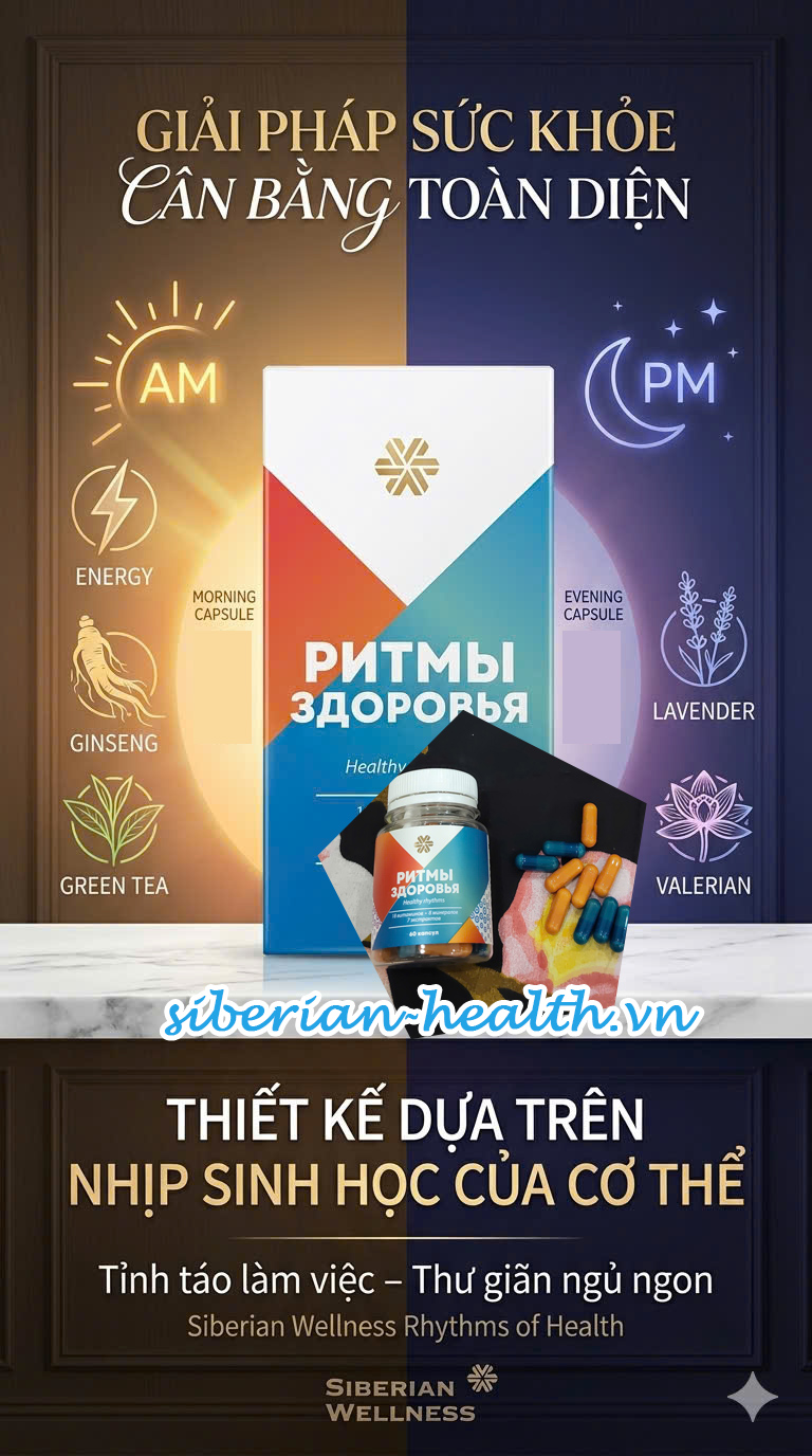 Review nhanh Healthy Rhythms Siberian Wellness cho phụ nữ sau 30 bị brain fog, stress kéo dài và thiếu năng lượng
